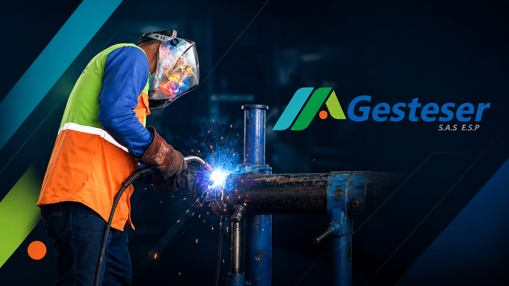 Tecnico GESTESER realizando soldadura especializada