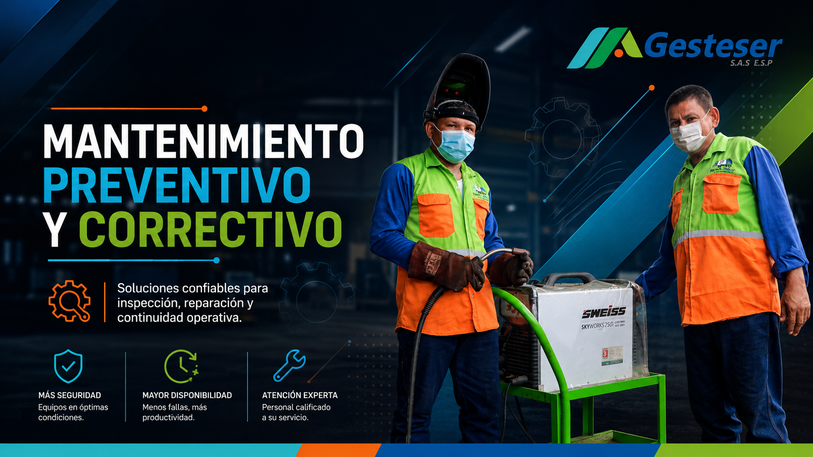 Tecnicos GESTESER en mantenimiento preventivo y correctivo
